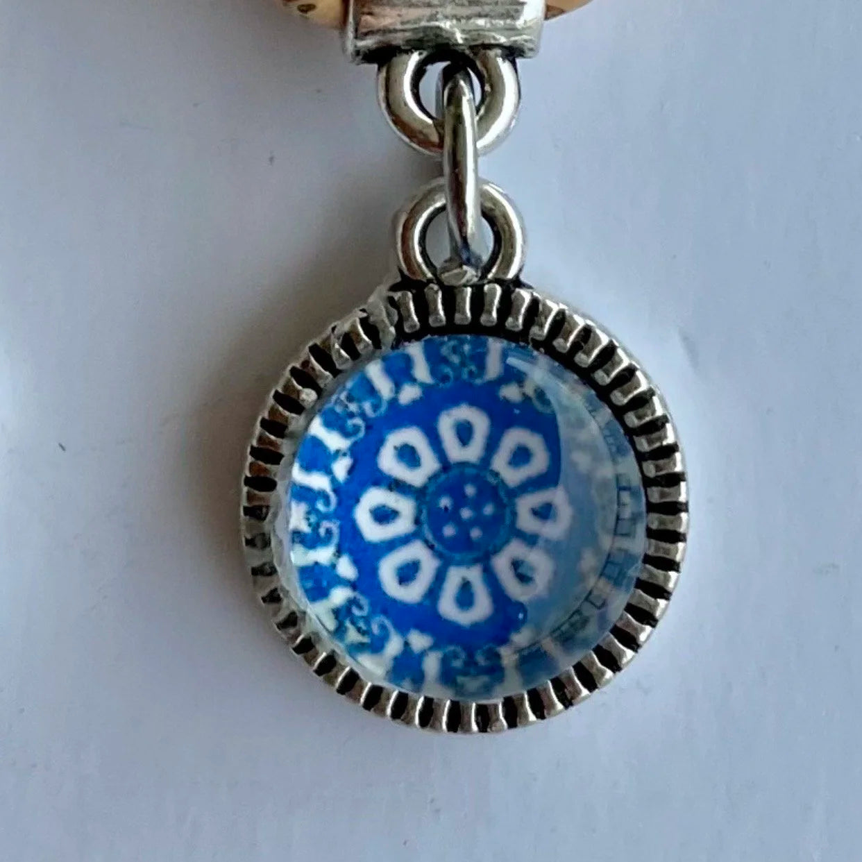 Cork Drop Earrings with Blue Stone