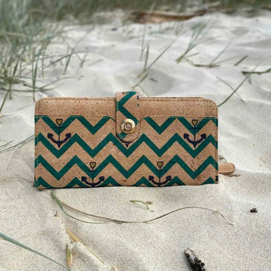 Large Patterned Cork Wallet - Fiona