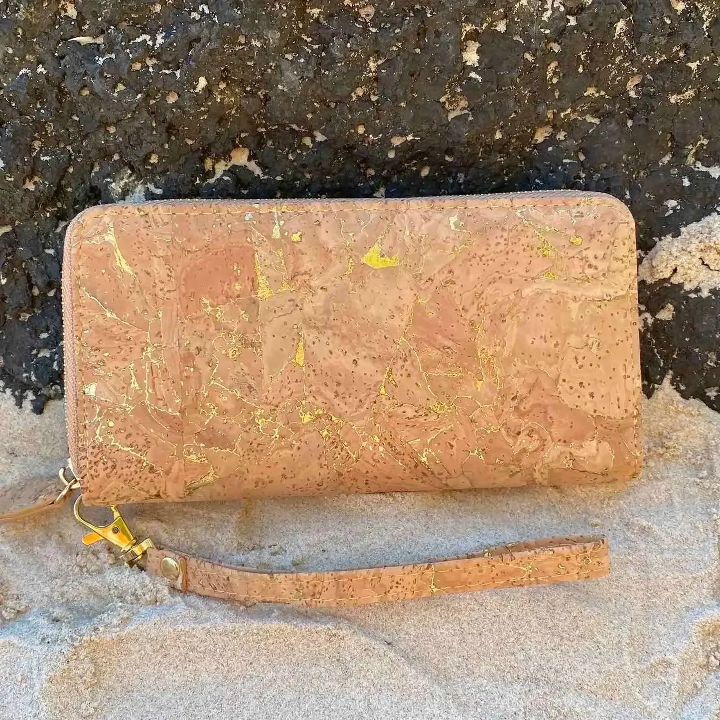 Gold Cork Wallet with Hand Strap - Amy | Vegan Leather - The Cork Shop
