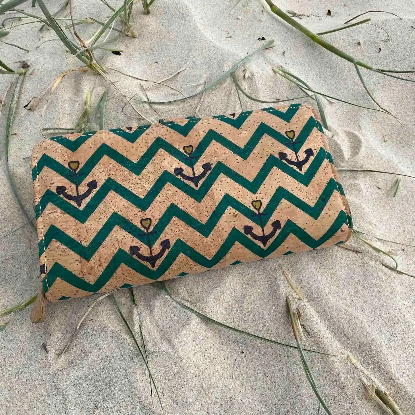 Large Patterned Cork Wallet - Fiona