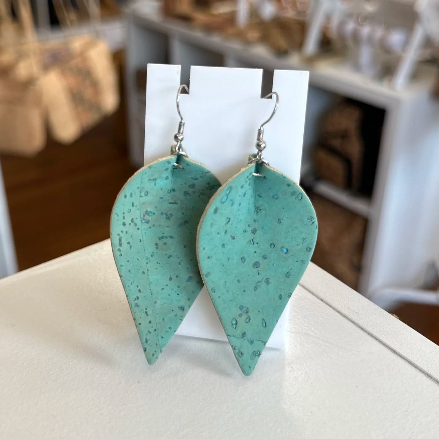 Natural Cork Earrings Turquoise