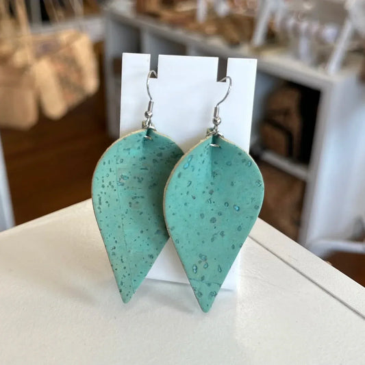 Cork Earrings with Turquoise Stone | Vegan - The Cork Shop
