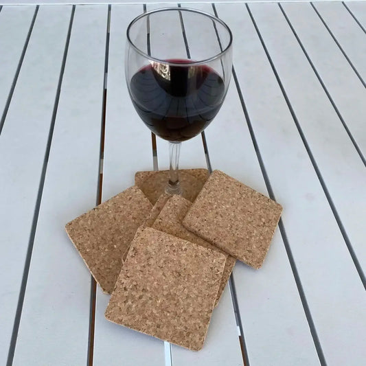 Natural Cork Coasters Set of 6 - Square Vegan | Handcrafted in Portugal - The Cork Shop