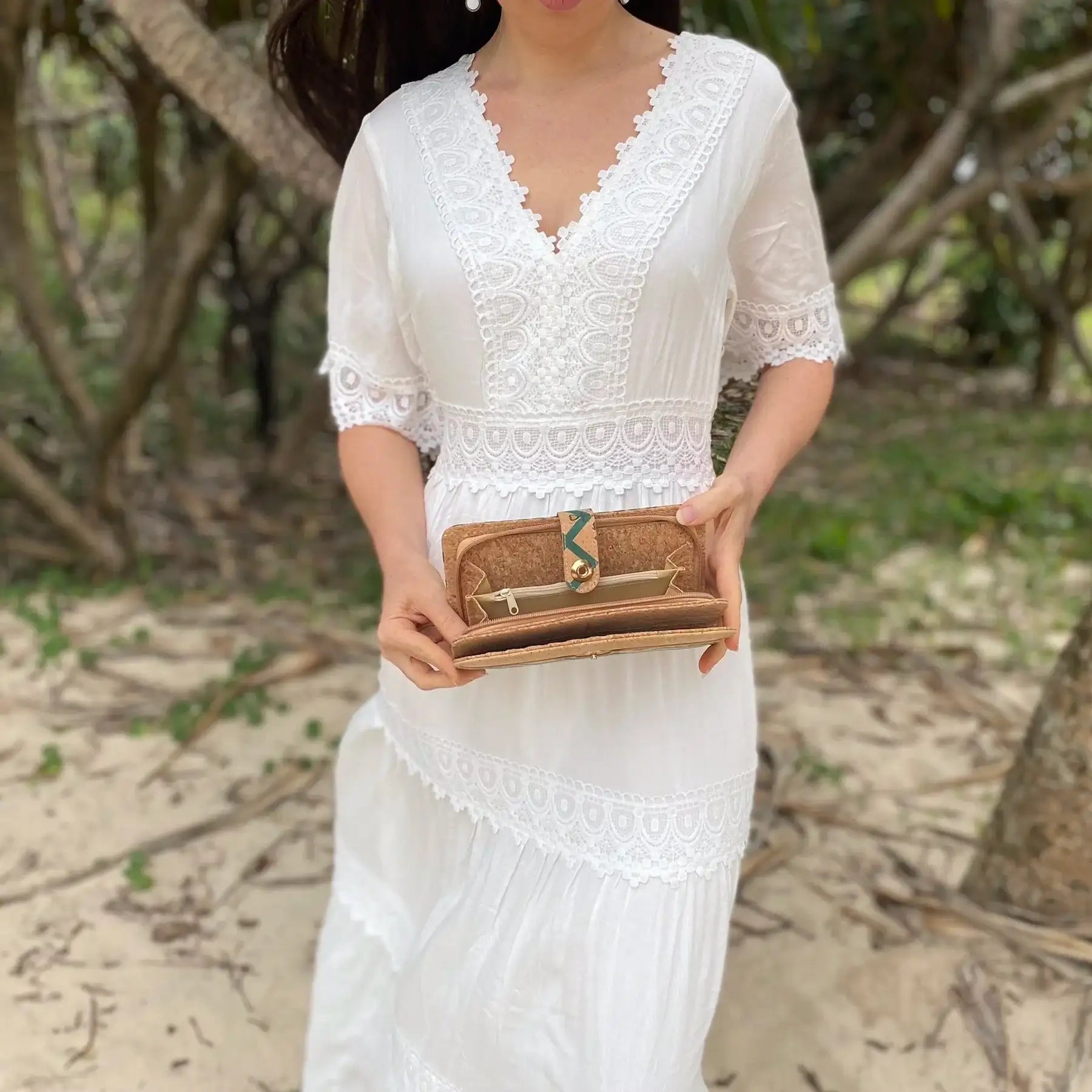 Large Patterned Cork Wallet - Fiona