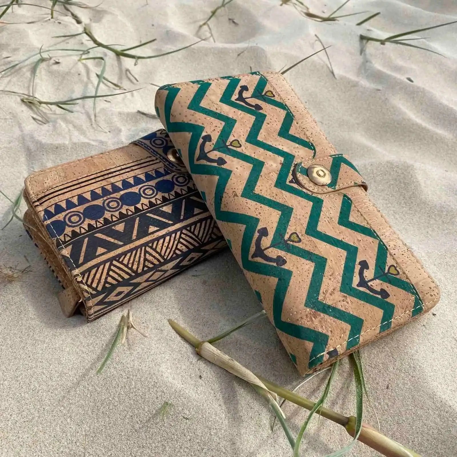 Large Patterned Cork Wallet - Fiona