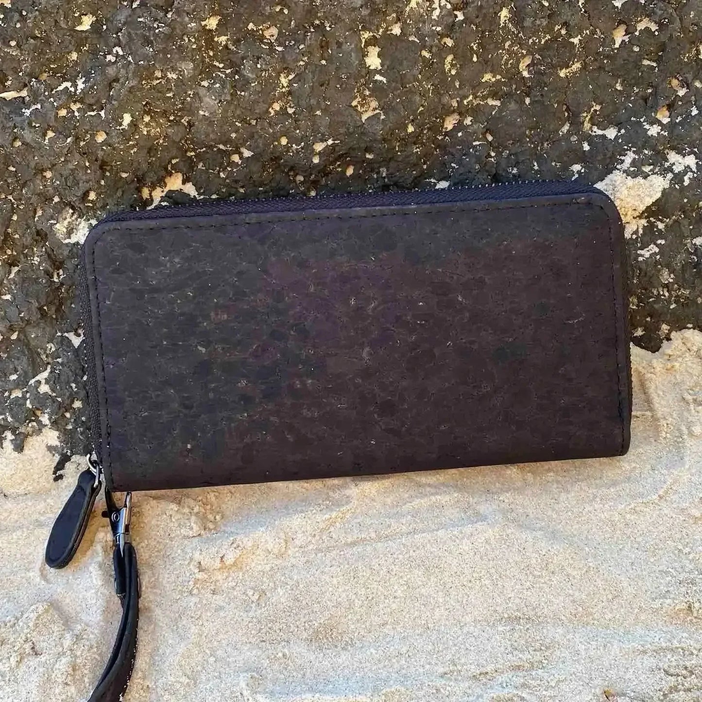 Black Cork Wallet with Hand Strap - Amy | Vegan Leather - The Cork Shop