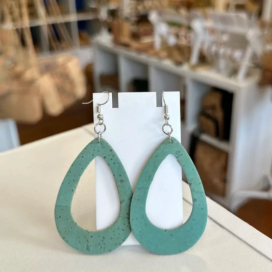Cork Drop Earrings with Turquoise Stone - The Cork Shop