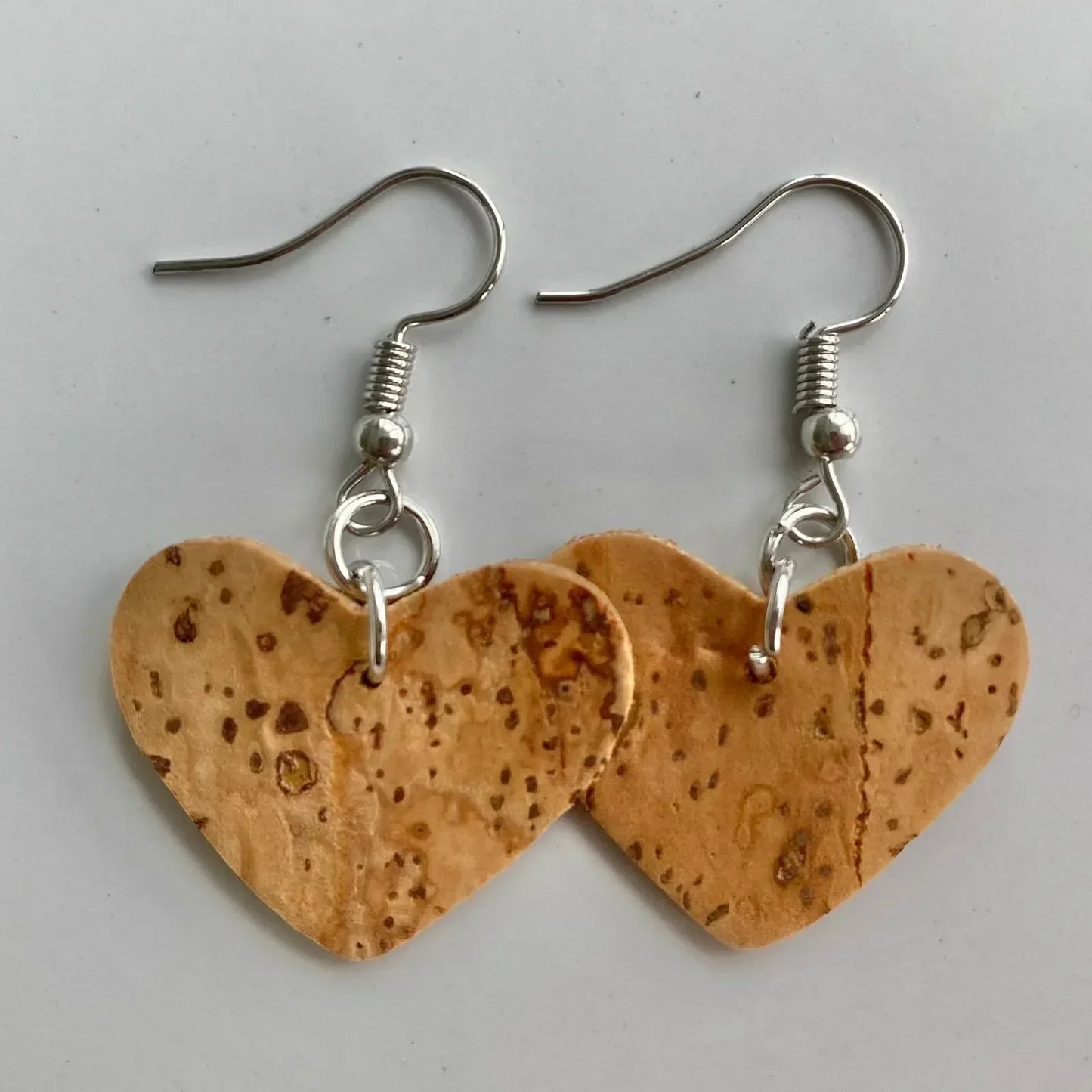 Natural Cork Earrings Heart Shaped - The Cork Shop