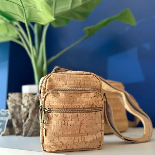 Harper Natural Cork Satchel Bag - Unisex Crossbody Travel Bag - The Cork Shop