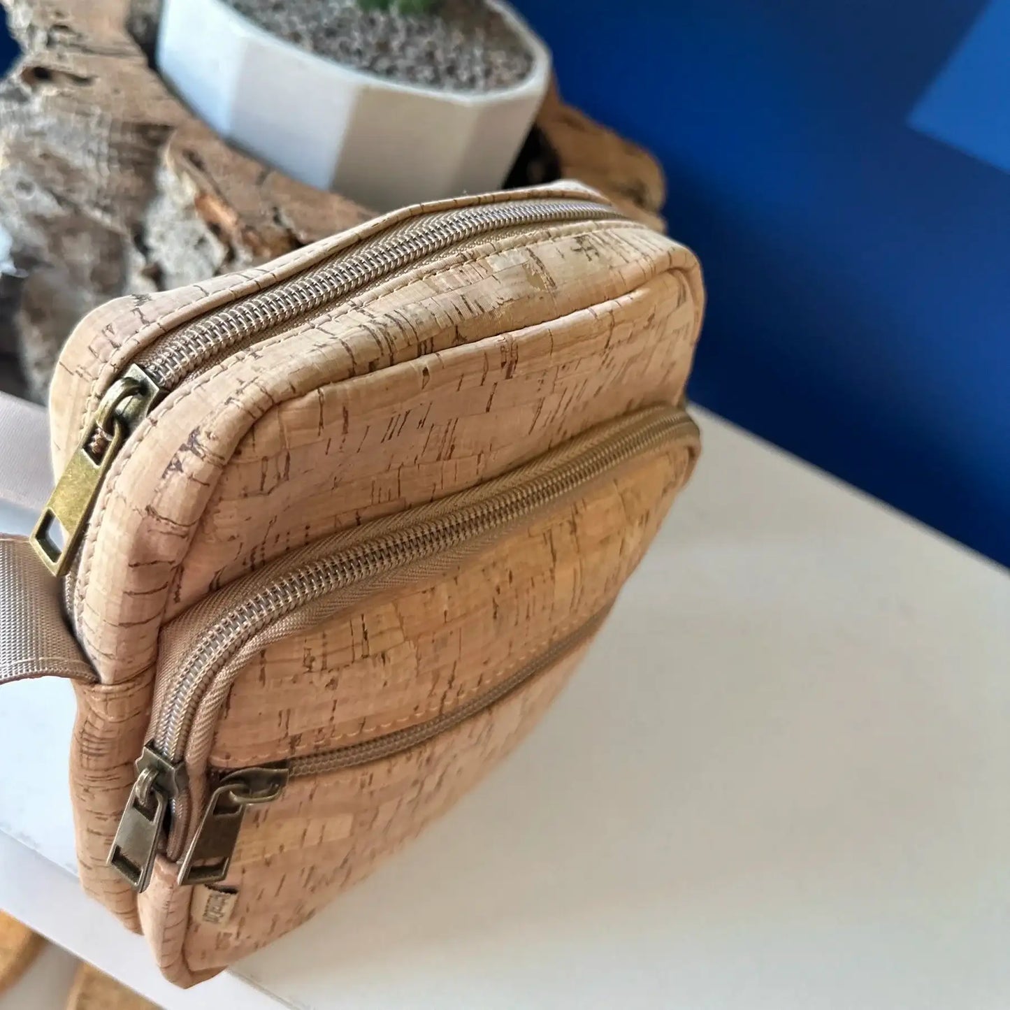 Harper Natural Cork Satchel Bag - Unisex Crossbody Travel Bag