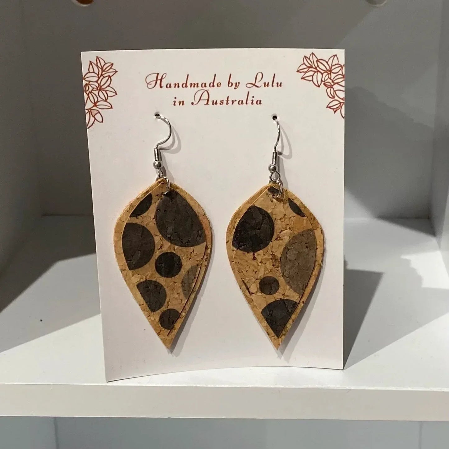 Handmade Cork Earrings by Lulu - Surgical Steel | Vegan - The Cork Shop