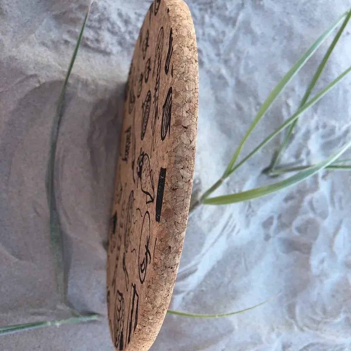 Round Cork Trivet with Playful Design - The Cork Shop