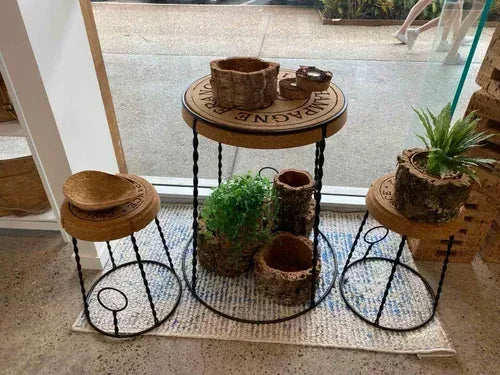 SINTRA- small cork and wrought iron Stool - The Cork Shop