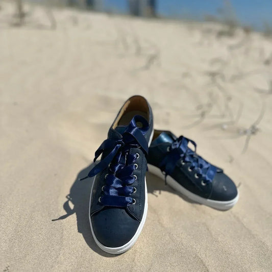 Navy Blue Cork Sneakers - Unisex Vegan Leather Shoes | Made in Portugal - The Cork Shop