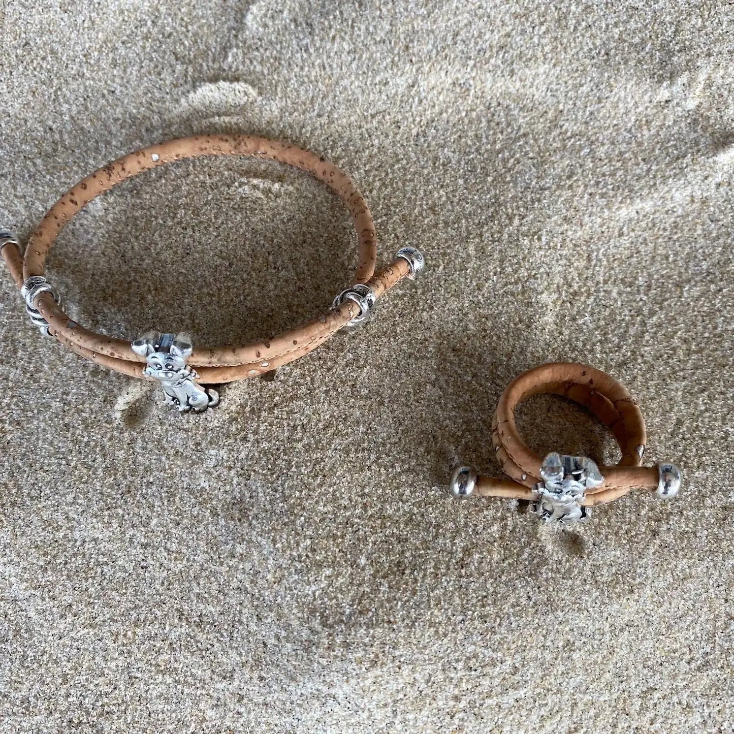 Cork Bracelet and Ring- Cute Dog