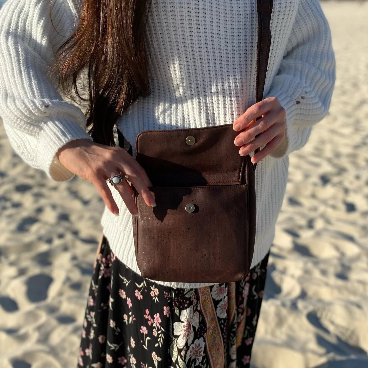 Cork Satchel Bag - Coco with Flap