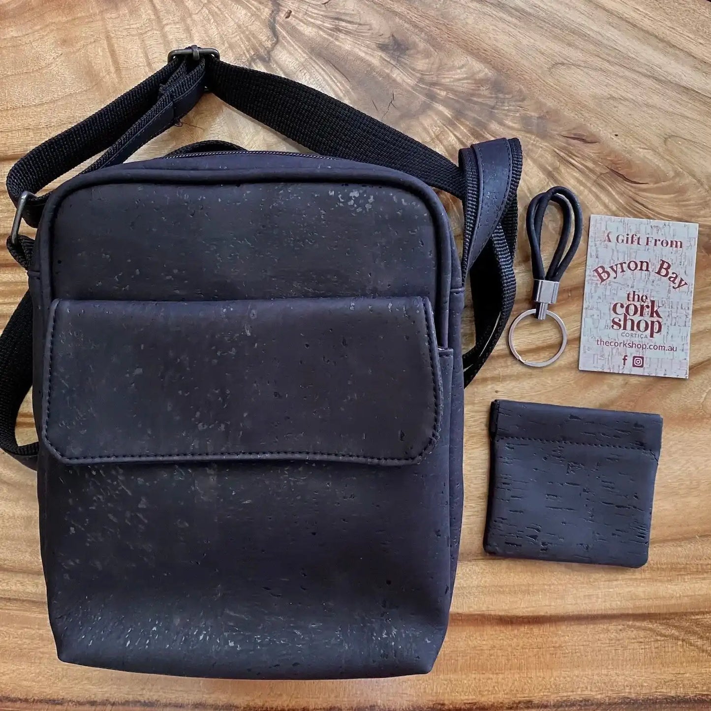 Cork Gift Box - Black Bag, Keyring & Coin Pouch
