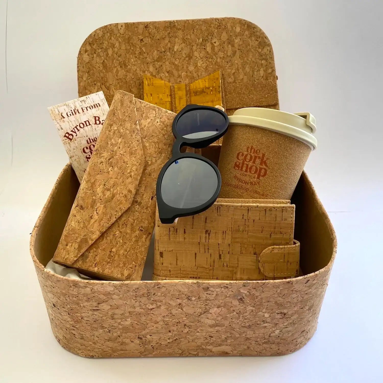 Mens Gift Box - Natural Cork Wallet, Sunglasses, Case & Coffee Cup