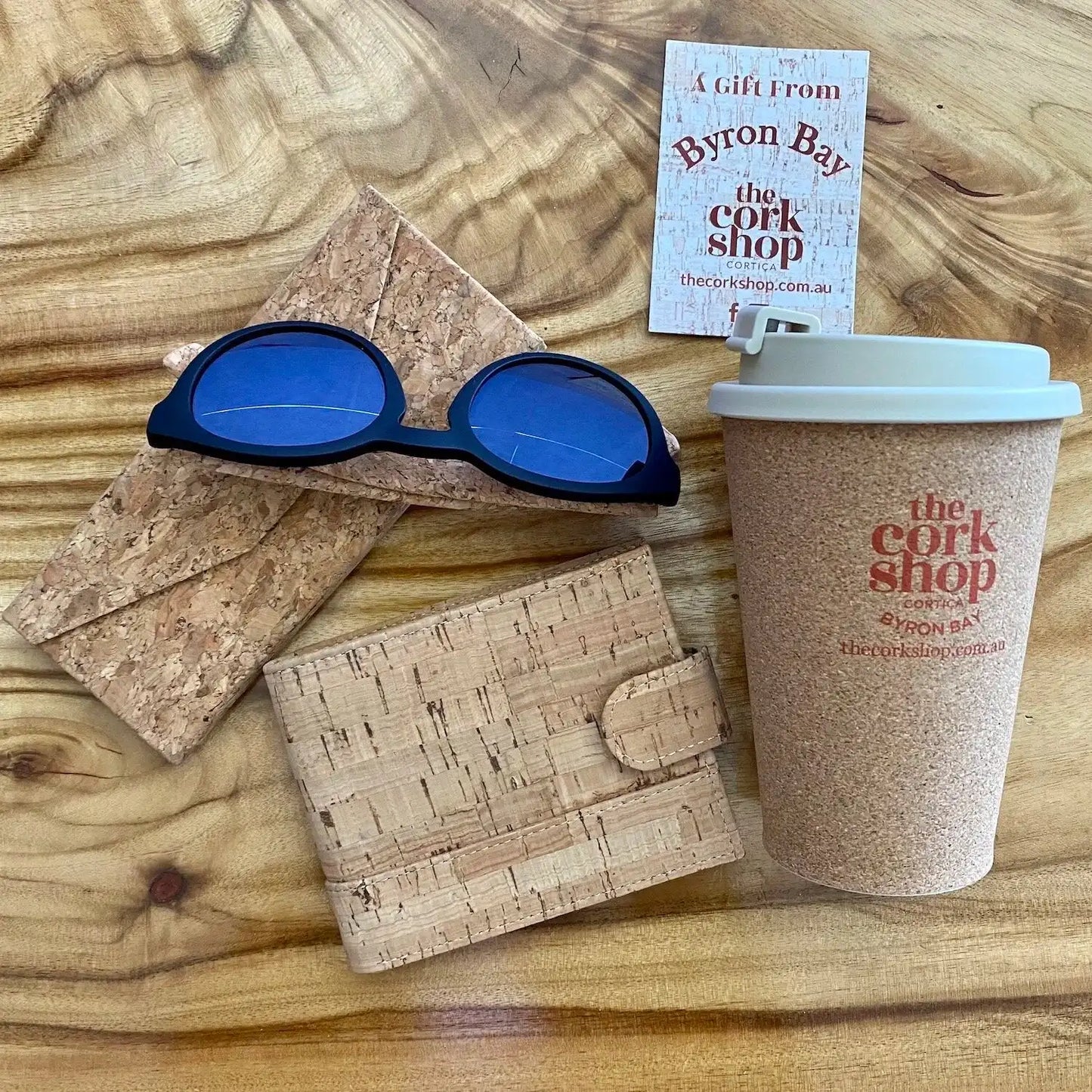 Mens Gift Box - Natural Cork Wallet, Sunglasses, Case & Coffee Cup