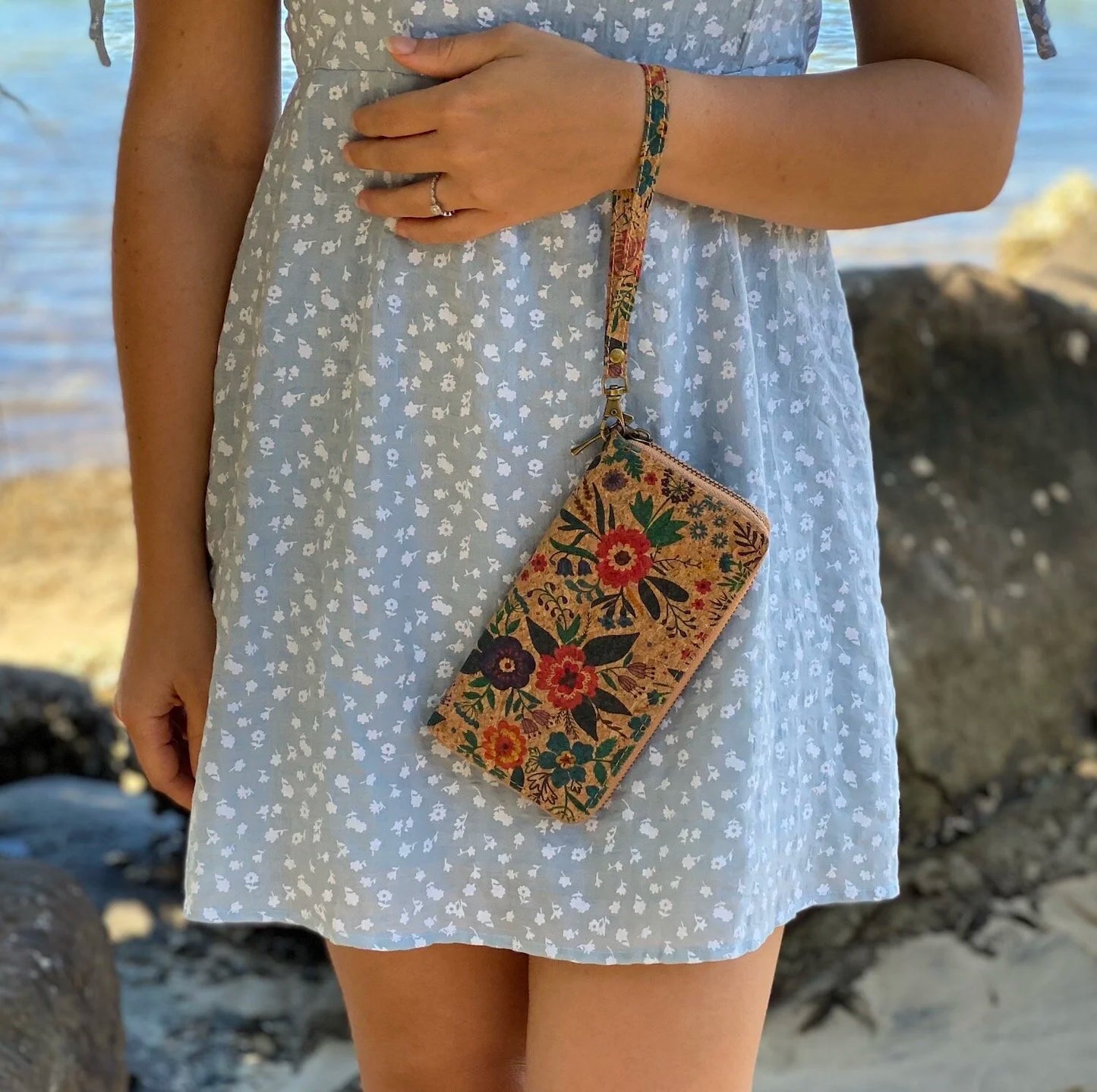 Cork Zip Wallet with Hand Strap- Kylie