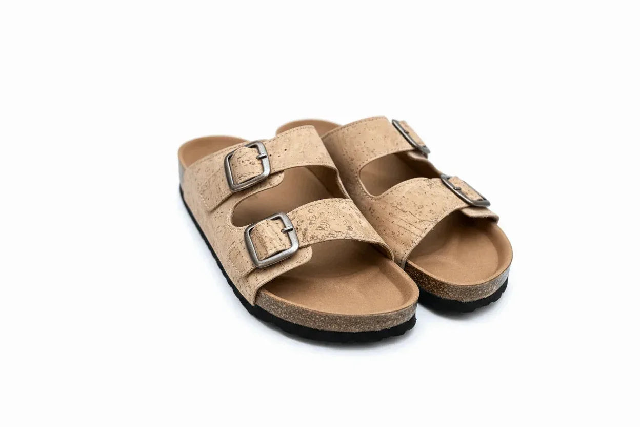 Natural Cork Double Strap Sandals - The Cork Shop 