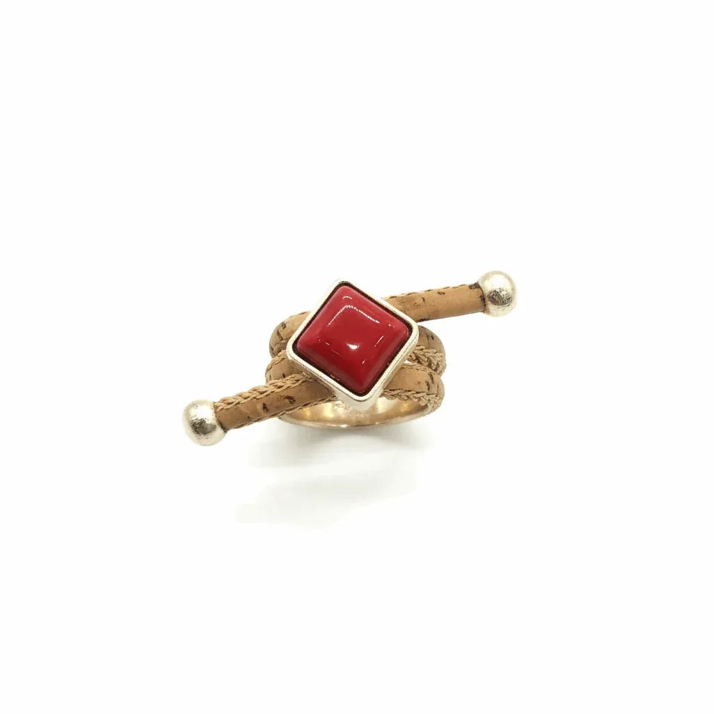 Cork Ring with Red Stone - The Cork Shop 