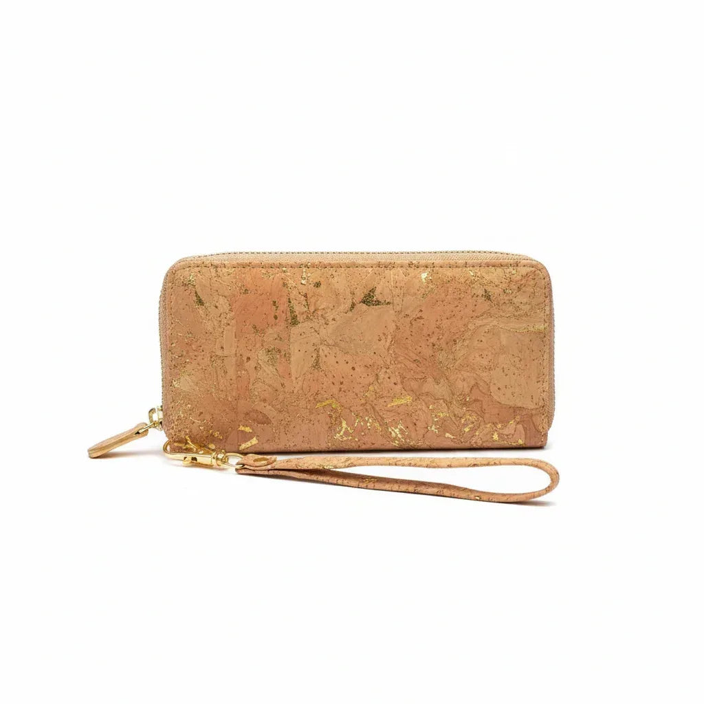 Gold Cork Wallet with Hand Strap - Amy | Vegan Leather - The Cork Shop 