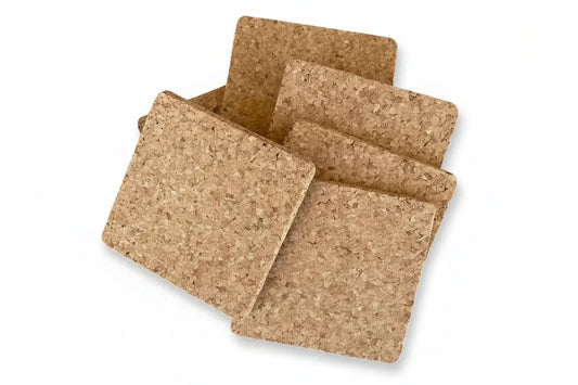 Natural Cork Coasters Set of 6 - Square Vegan | Handcrafted in Portugal - The Cork Shop 