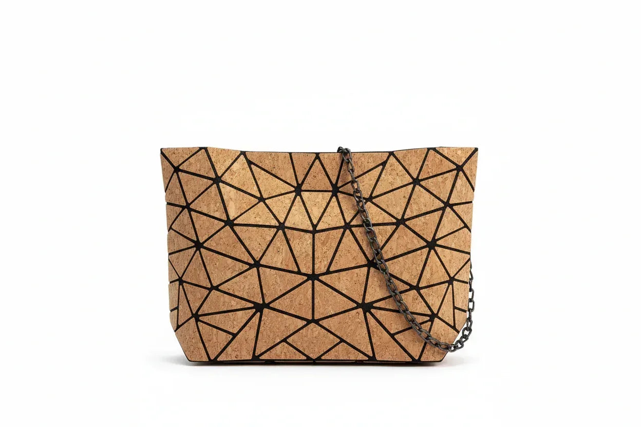 Geo Chain Cork Bag - Convertible Clutch, Crossbody & Shoulder Bag | Vegan Leather - The Cork Shop 