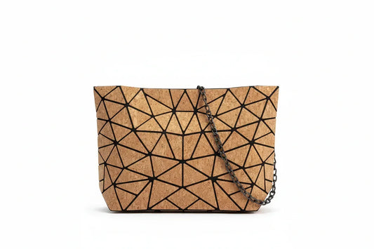 Geo Chain Cork Bag - Convertible Clutch, Crossbody & Shoulder Bag | Vegan Leather - The Cork Shop 