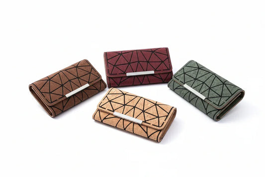 Geo Cork Wallet Deluxe - Tri-Fold Vegan Leather | Four Colors - The Cork Shop 