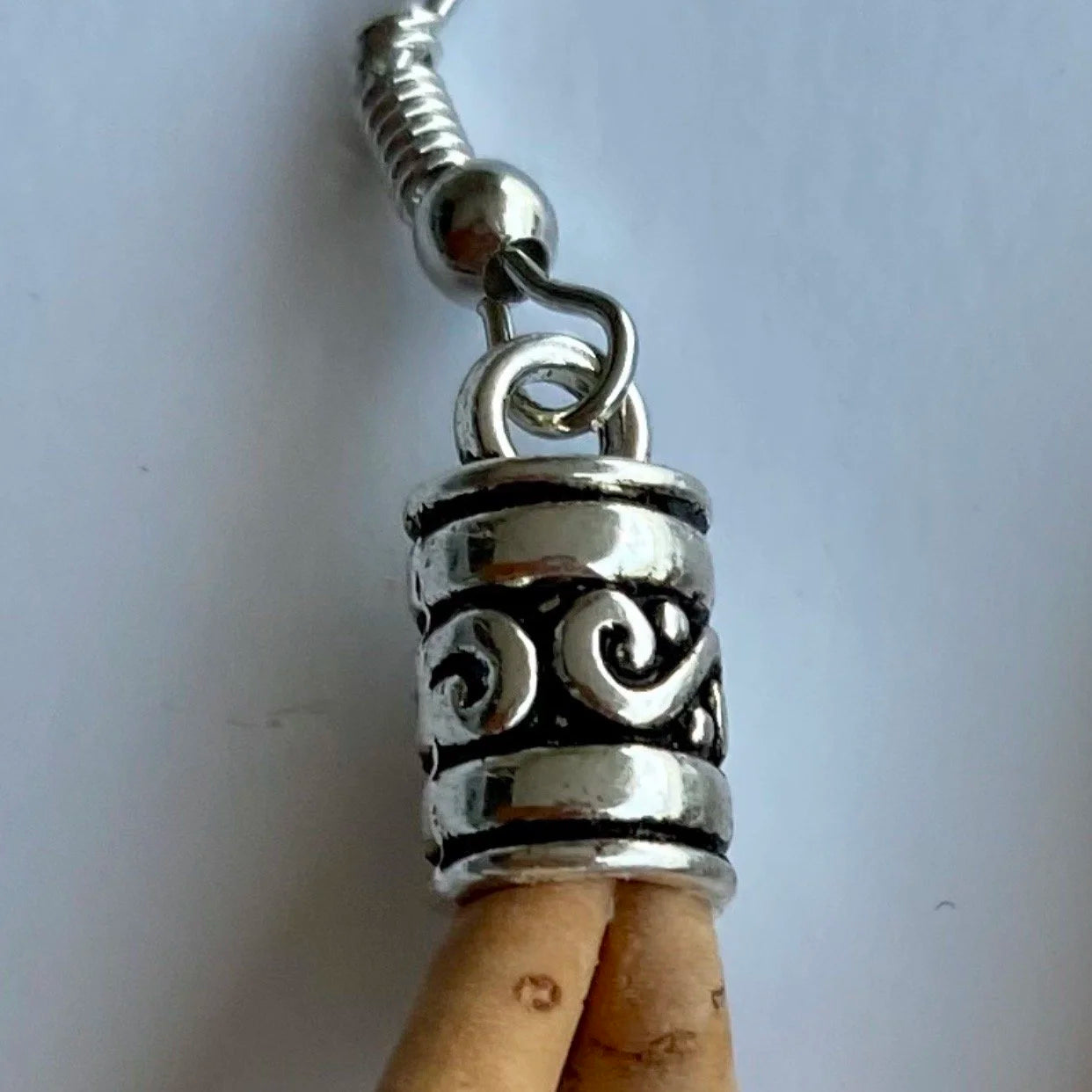 Cork Drop Earrings with Blue Stone