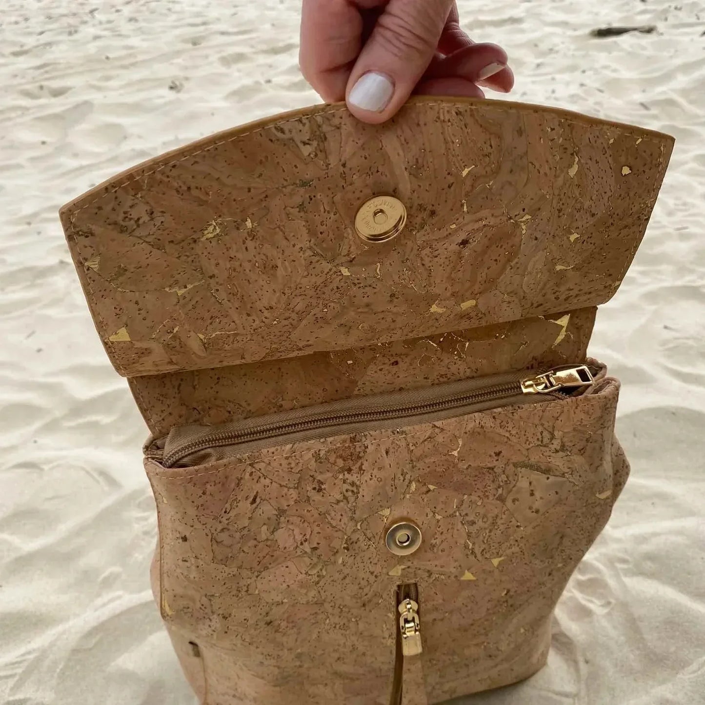 Gorgeous Gold Cork Backpack - Goldie | Premium Portuguese Cork - The Cork Shop 