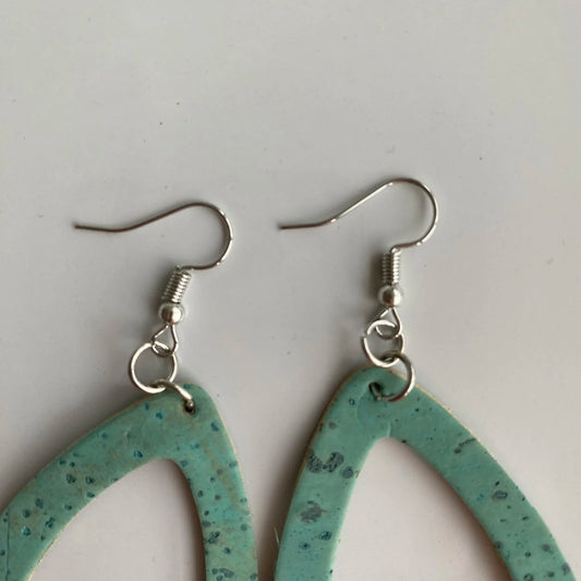 Natural Cork Earrings Turquoise