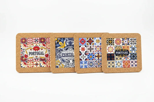 Portugal Tile Cork Trivet - Handcrafted Square | 4 Patterns - The Cork Shop 