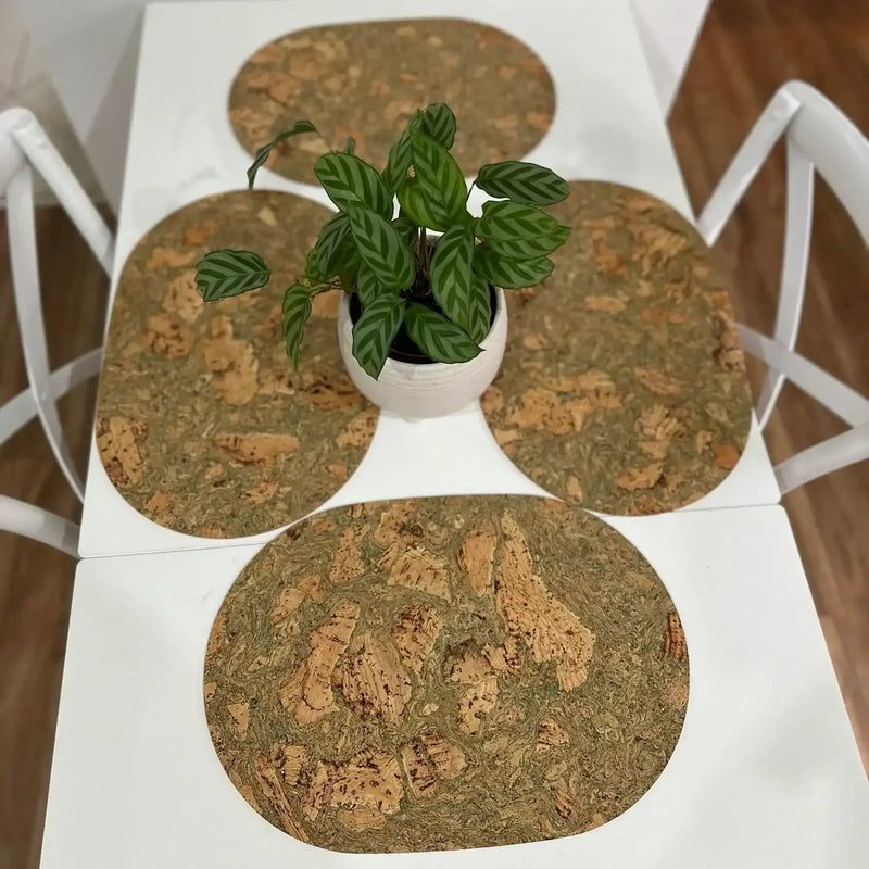 Organic Cork Placemats Set of 4 - Rounded Rectangle | 30cm x 44cm - The Cork Shop 