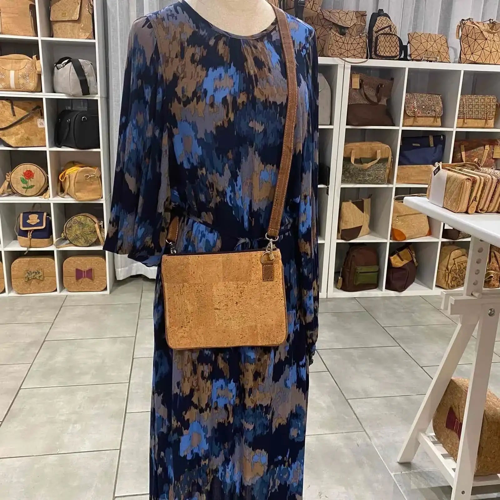 Natural Cork Slimline Handbag or Crossbody - Zeta