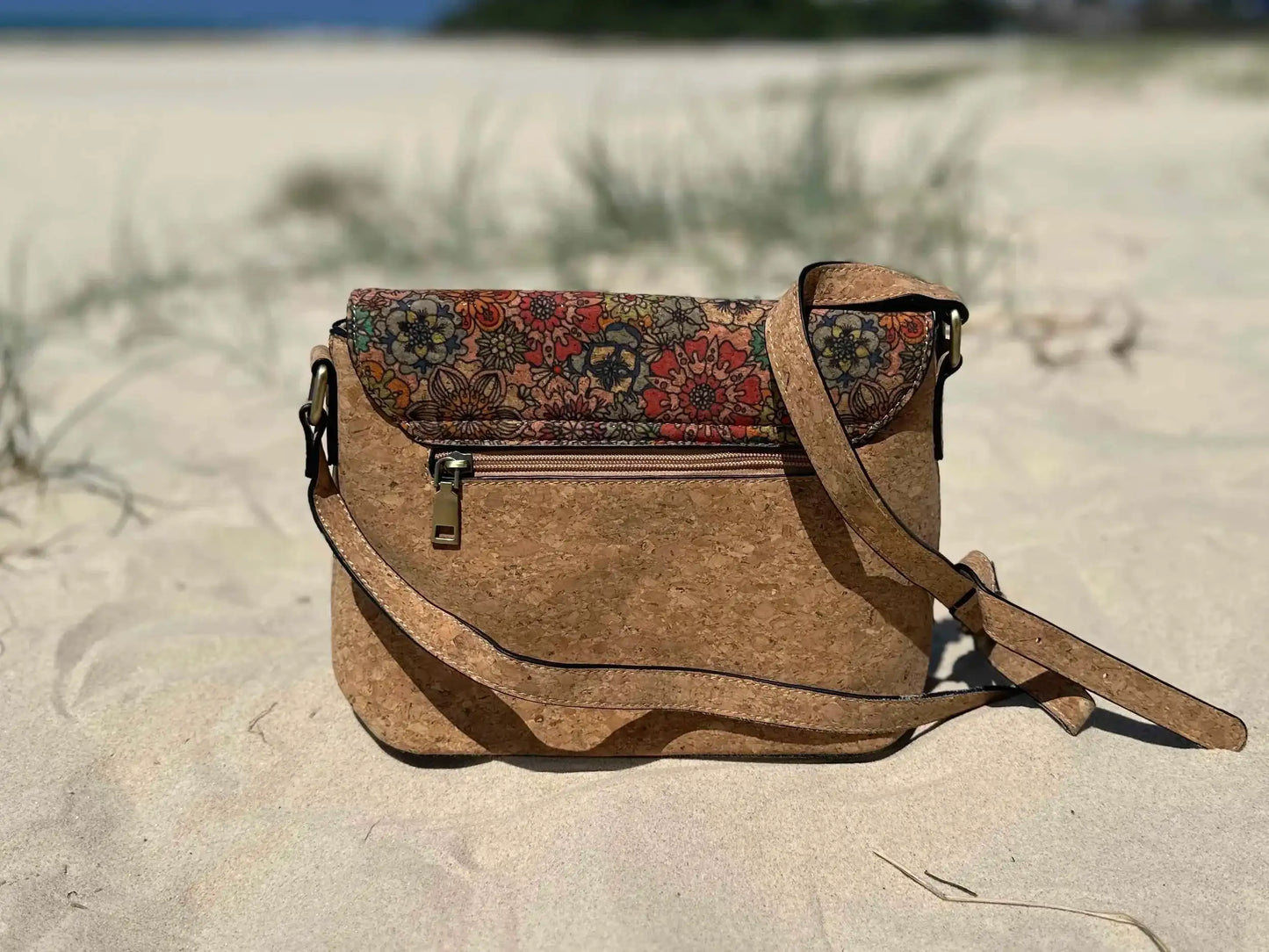 Cher Cork Handbag - Patterned Flap Crossbody & Shoulder Bag