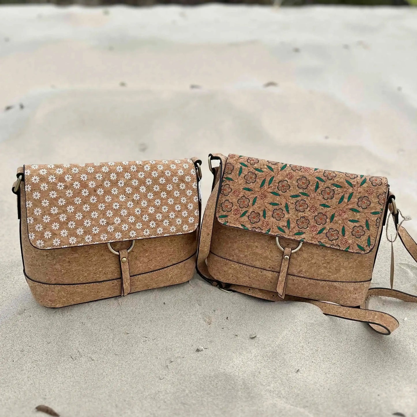 Cher Cork Handbag - Patterned Flap Crossbody & Shoulder Bag