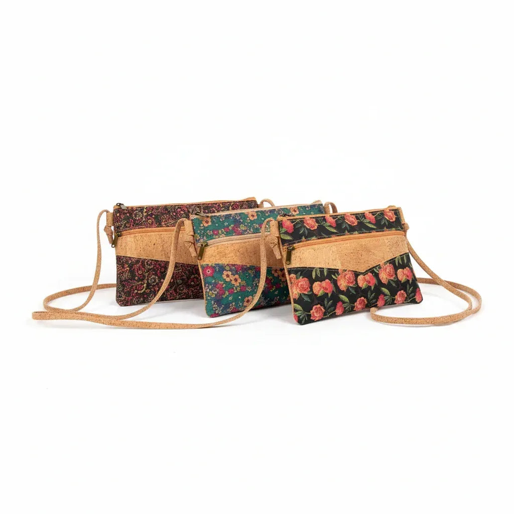 Brooke Cork Crossbody Bag - Compact Patterned Shoulder Bag - The Cork Shop 