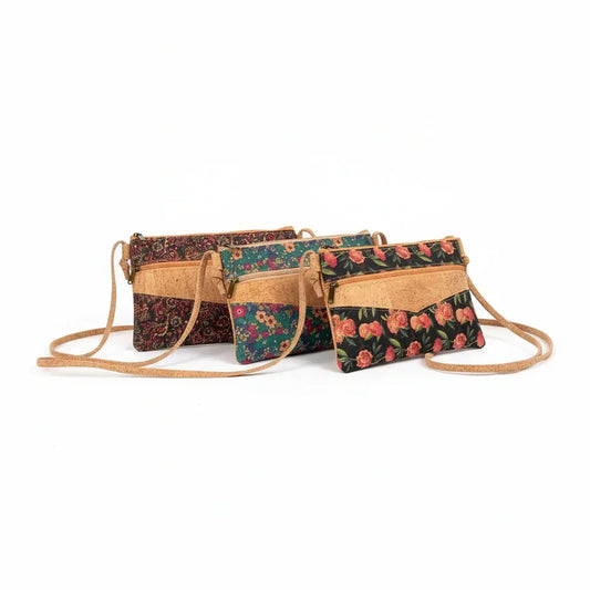 Brooke Cork Crossbody Bag - Compact Patterned Shoulder Bag - The Cork Shop 