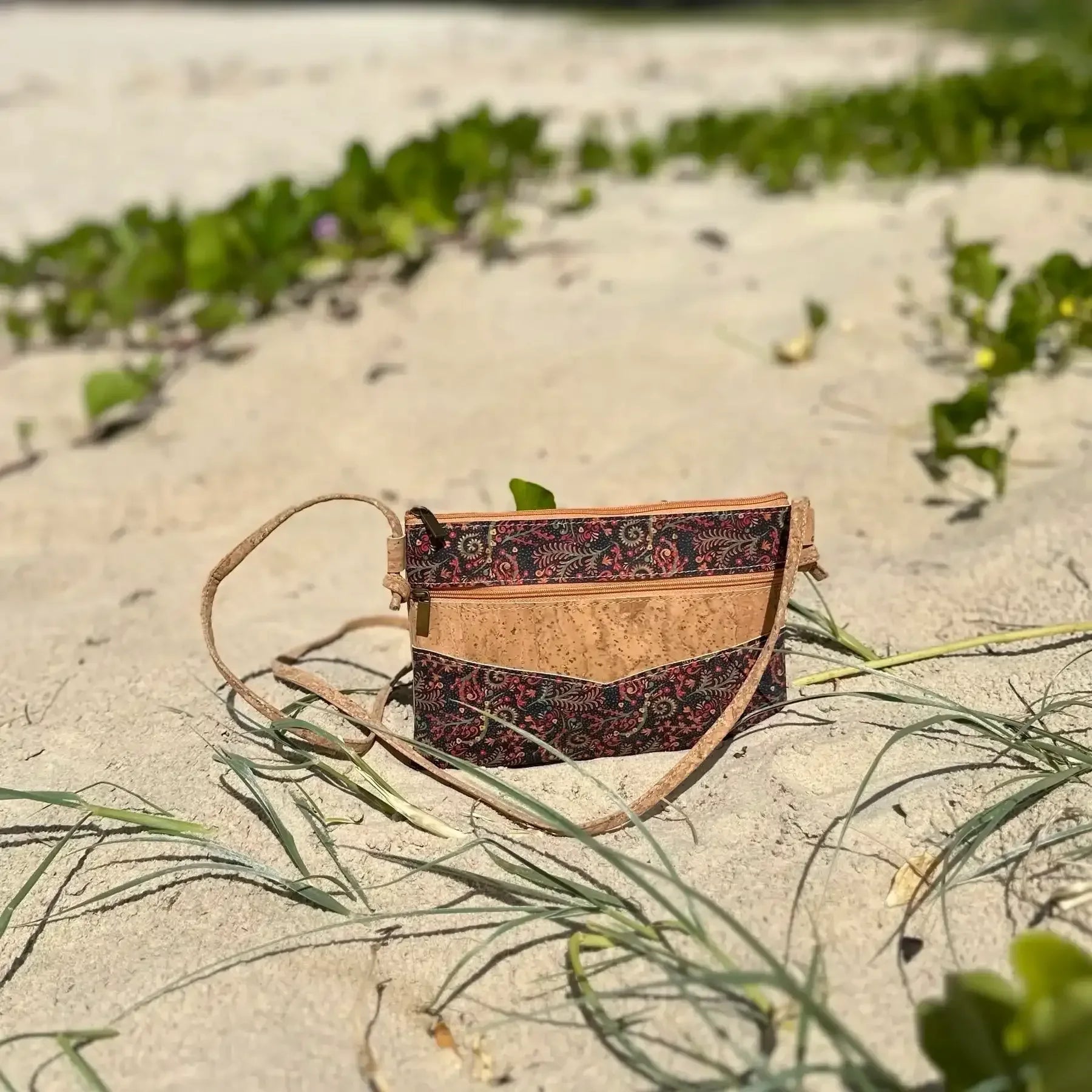 Brooke Cork Crossbody Bag - Compact Patterned Shoulder Bag - The Cork Shop 