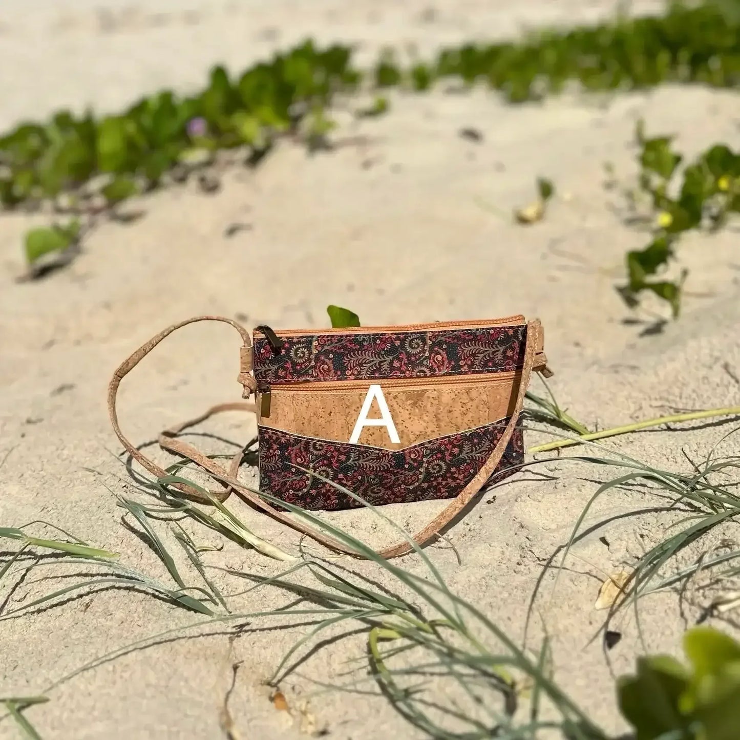 Brooke Cork Crossbody Bag - Compact Patterned Shoulder Bag - The Cork Shop 