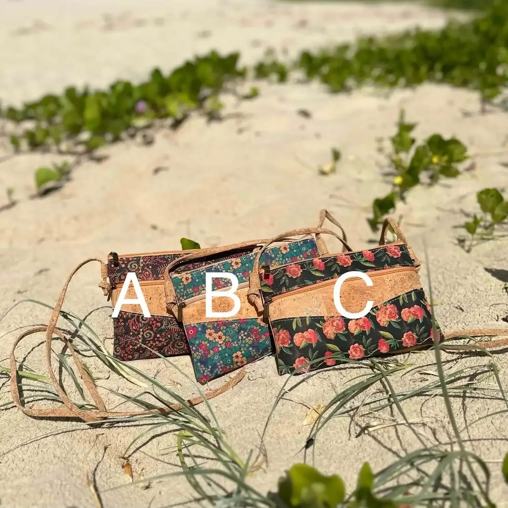 Brooke Cork Crossbody Bag - Compact Patterned Shoulder Bag - The Cork Shop 