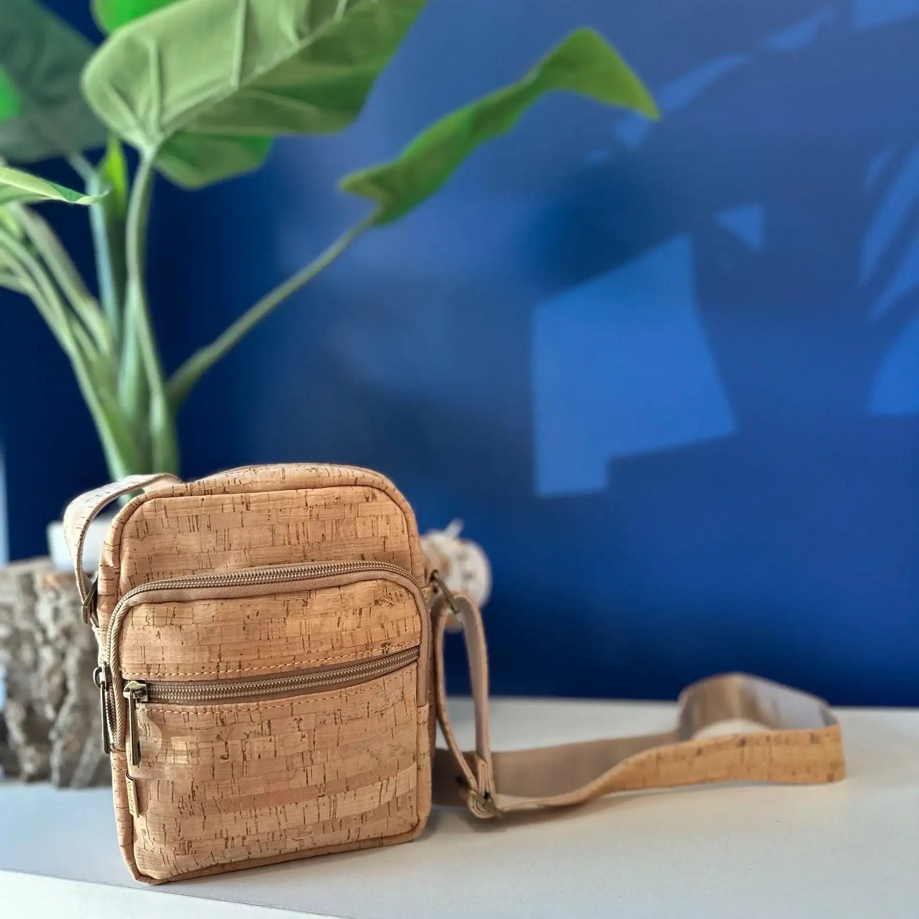 Harper Natural Cork Satchel Bag - Unisex Crossbody Travel Bag