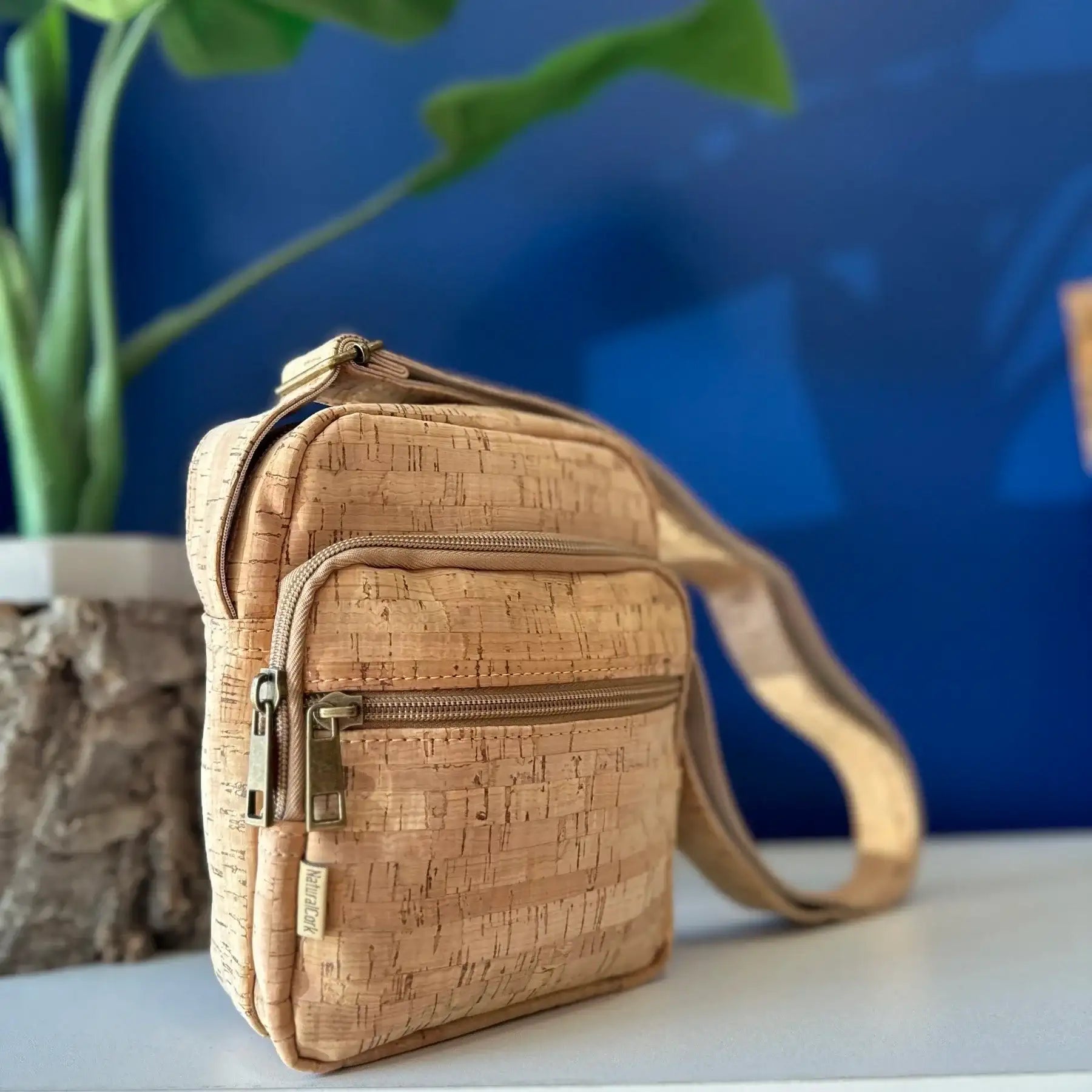 Harper Natural Cork Satchel Bag - Unisex Crossbody Travel Bag