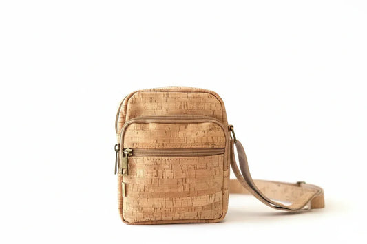 Harper Natural Cork Satchel Bag - Unisex Crossbody Travel Bag - The Cork Shop 