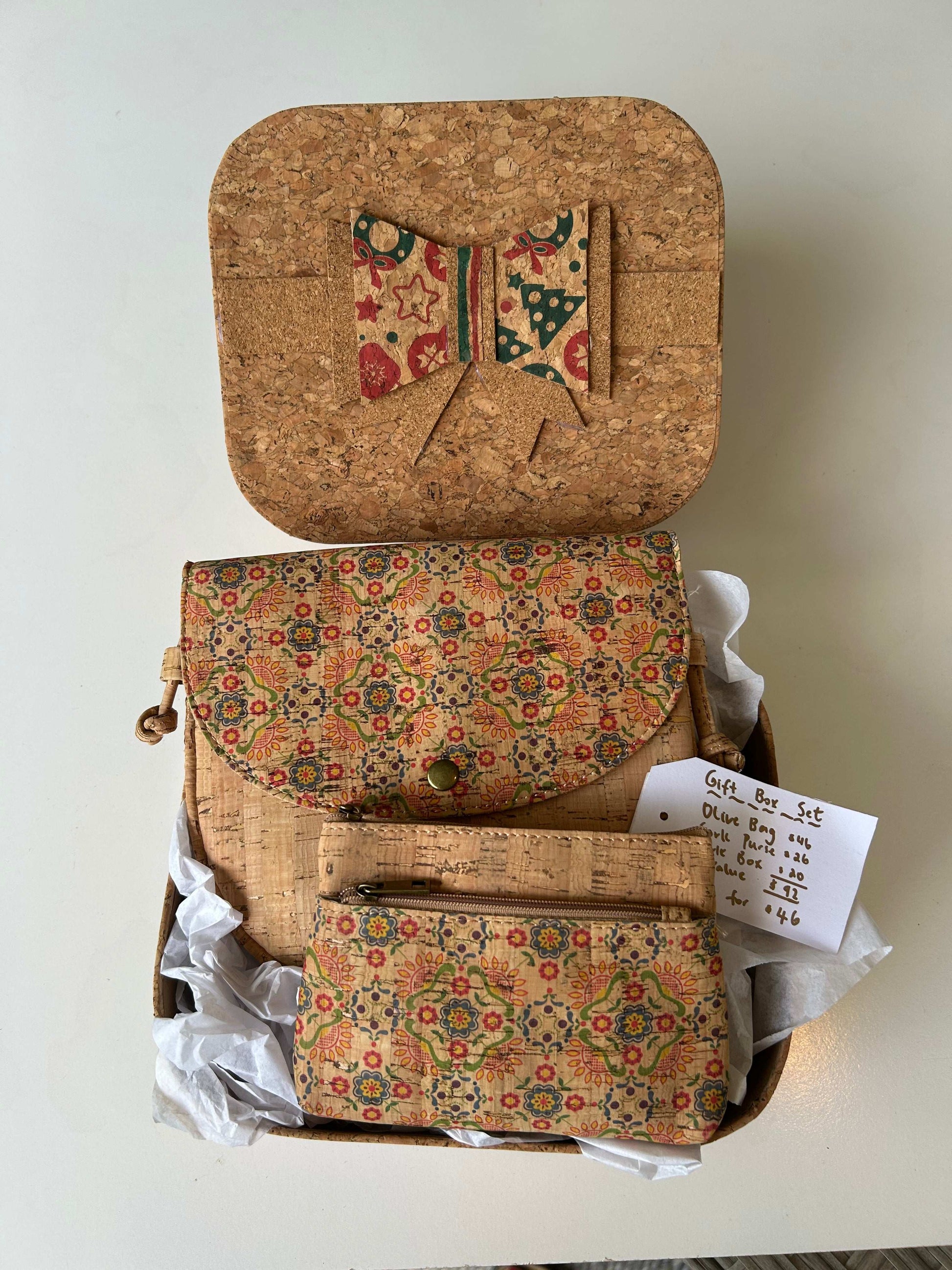 Christmas Gift Box Set - Cork Crossbody Bag & Purse