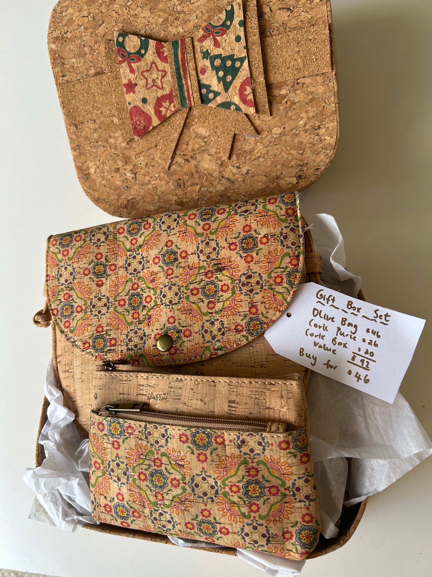 Christmas Gift Box Set - Cork Crossbody Bag & Purse
