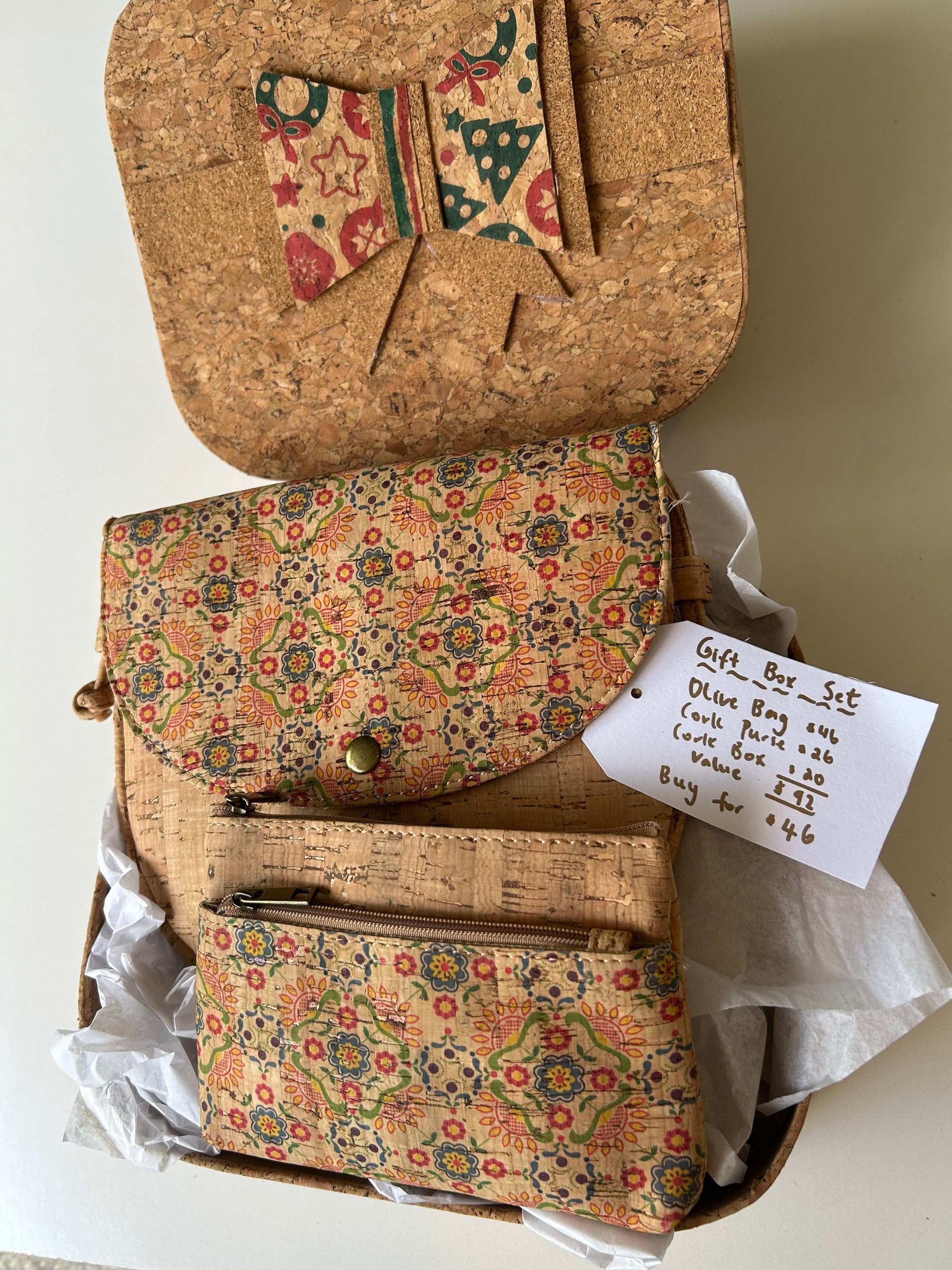 Christmas Gift Box Set - Cork Crossbody Bag & Purse